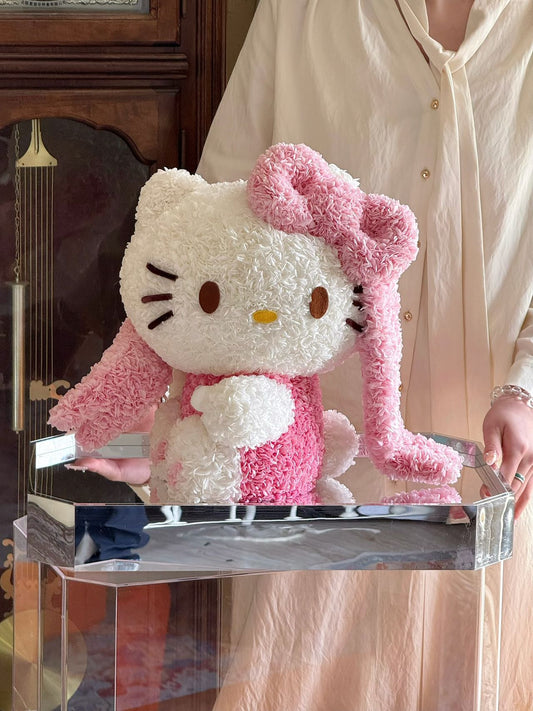 Pink Ribbon Kitty Preserved Flowers Box 🇸🇬 SG In Stock