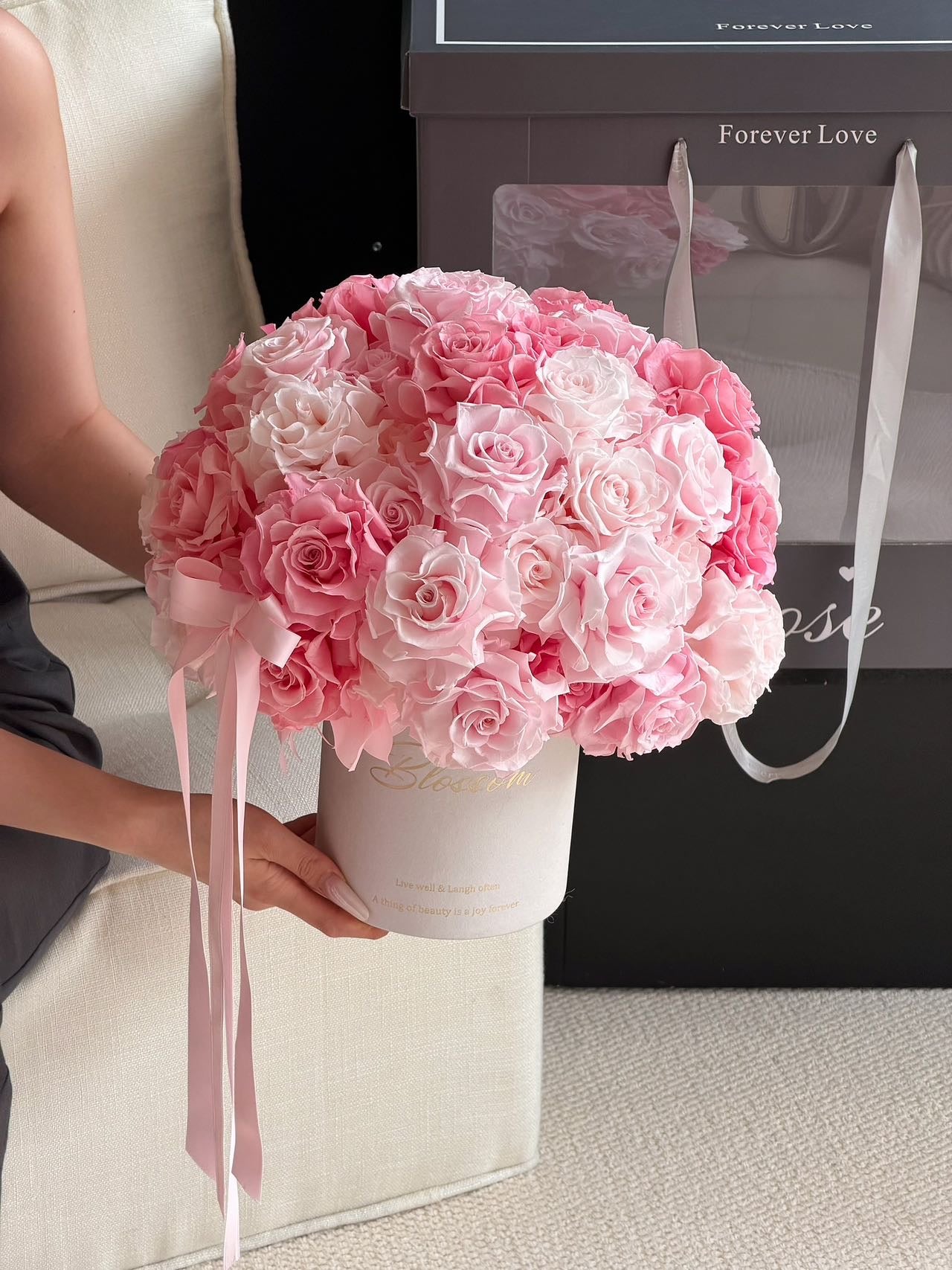 Pink Garden Preserved Flowers Box