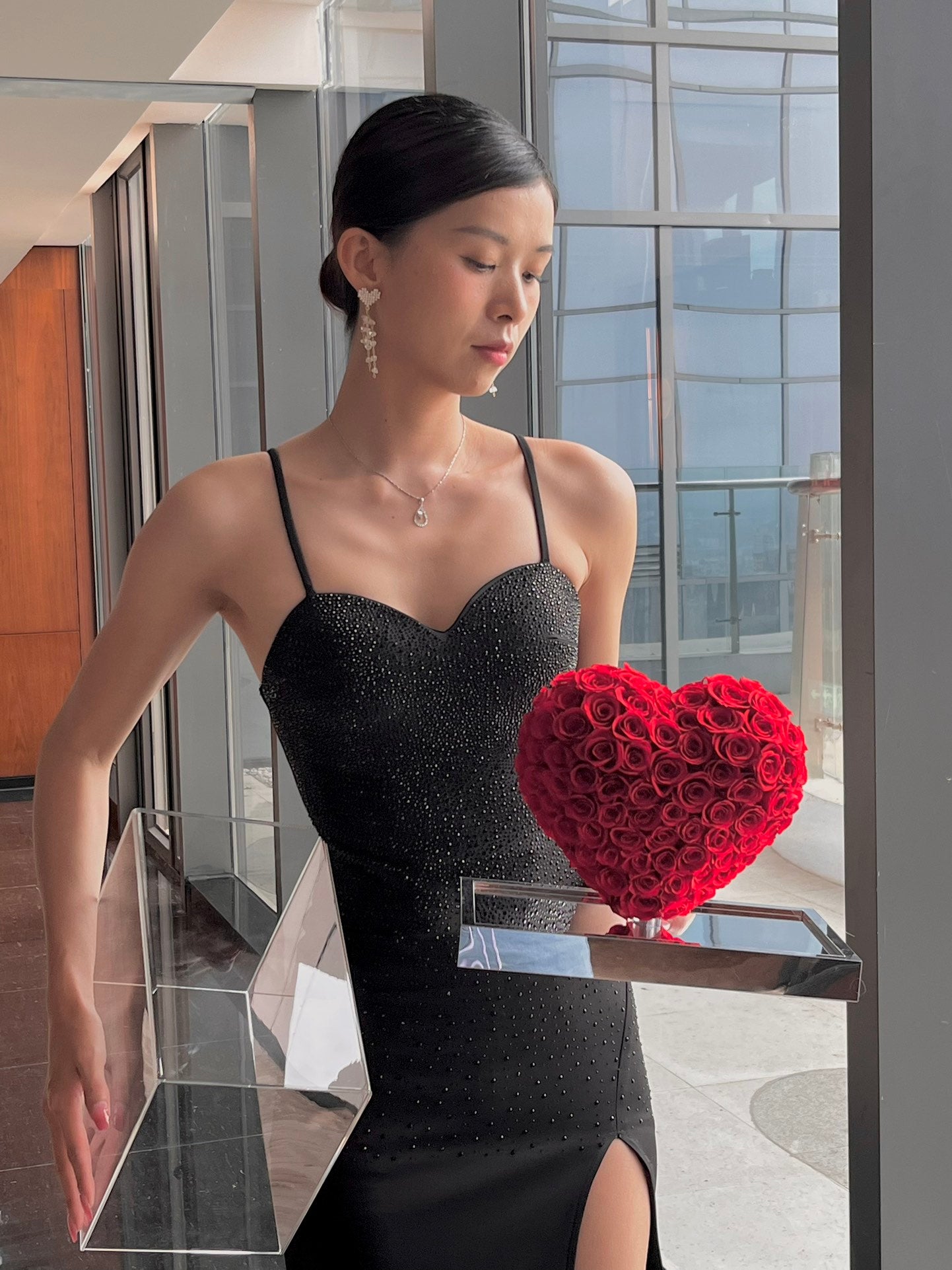 Red ❤️3D Love Heart Shaped Preserved Roses Box 🇸🇬 SG In Stock
