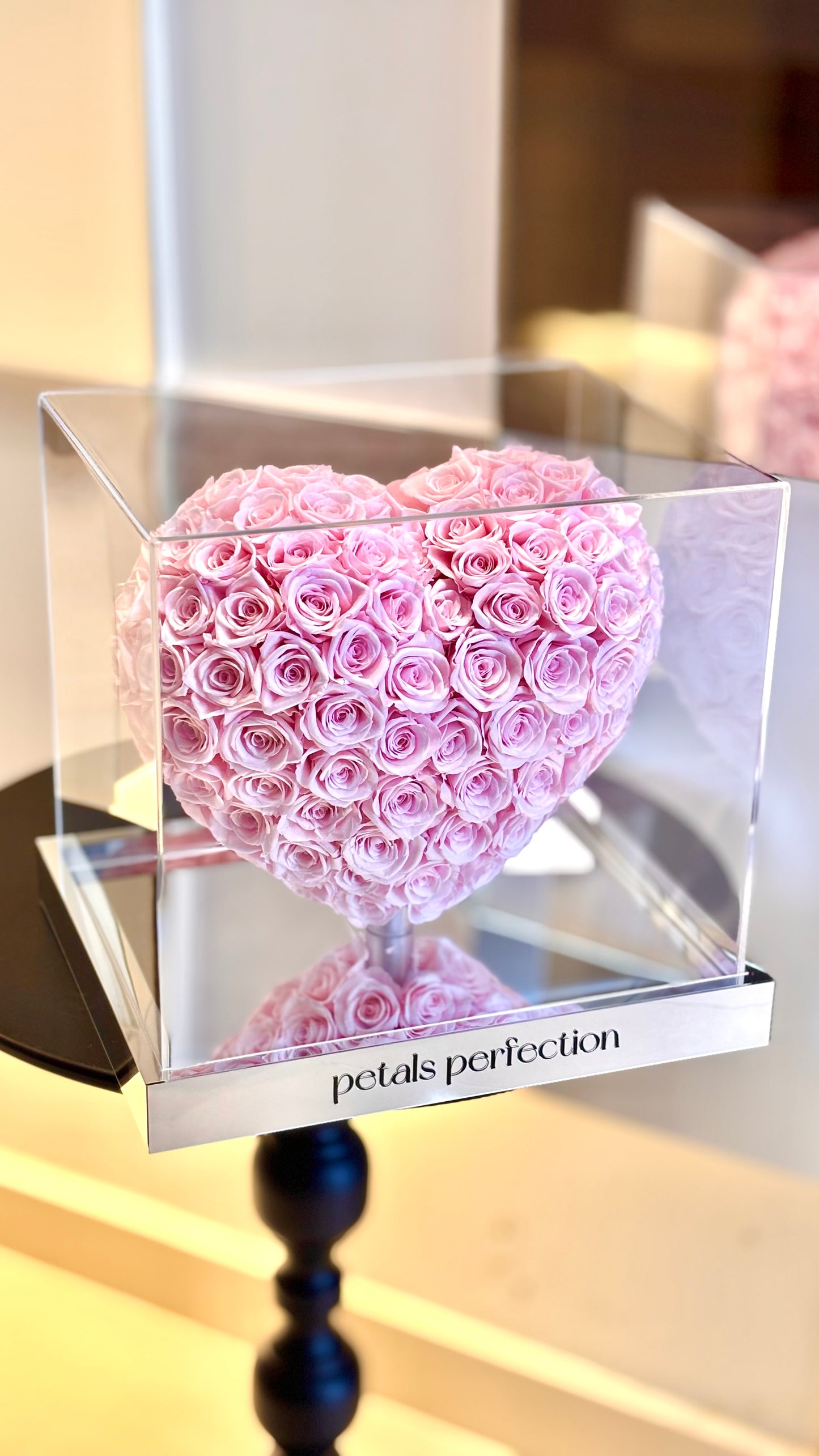 Sakura pink 🌸3D Love Heart Shaped Preserved Roses Box 🇸🇬 SG In Stock