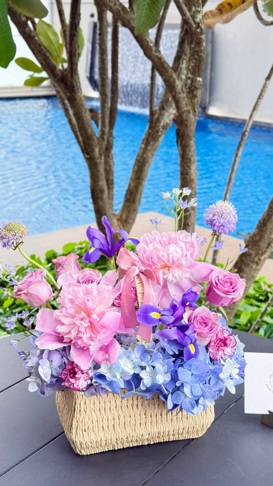 Peonies In Blooms 🌸 Flowers Basket Medium Size