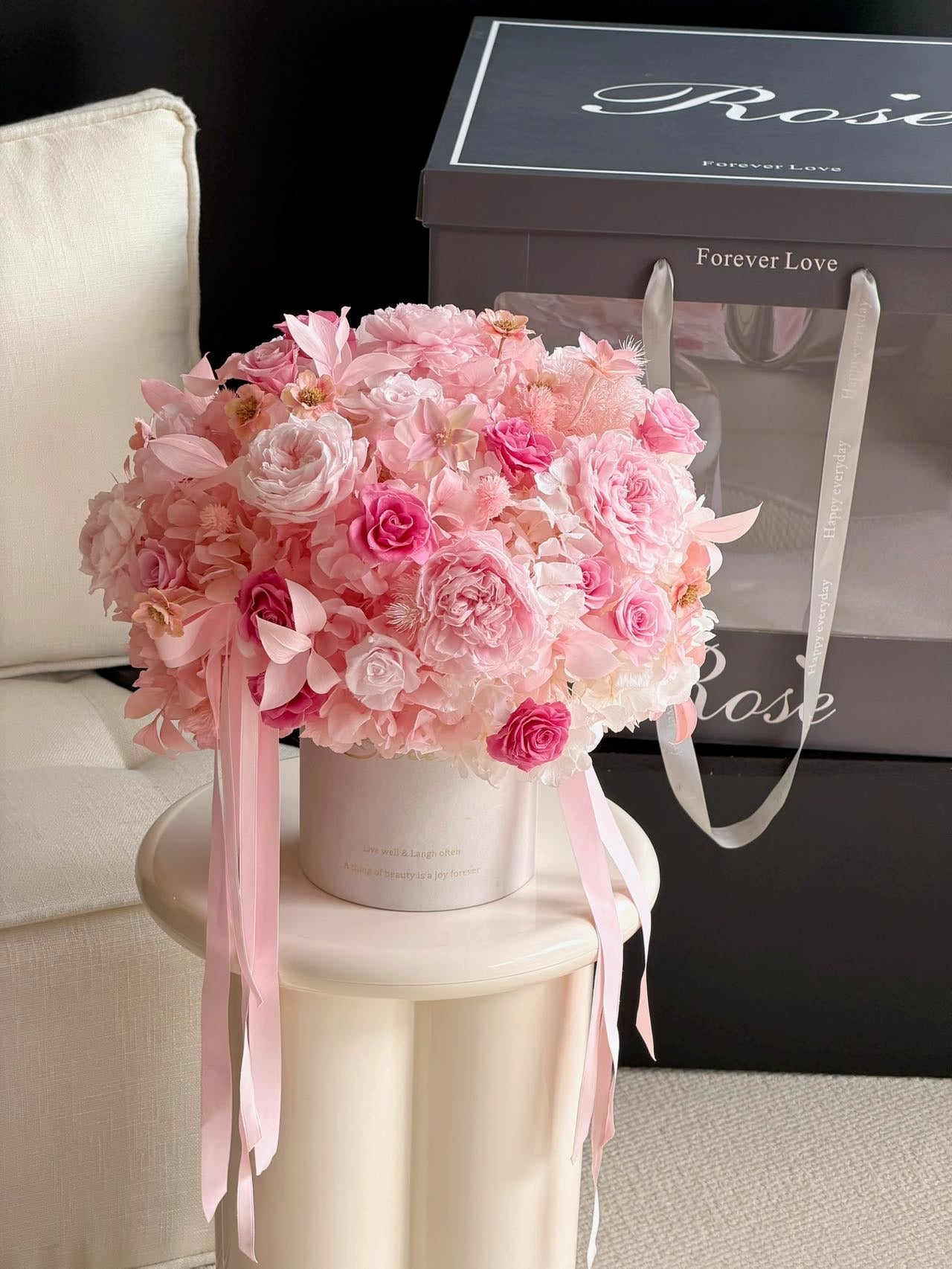 Pink Garden Preserved Flowers Box