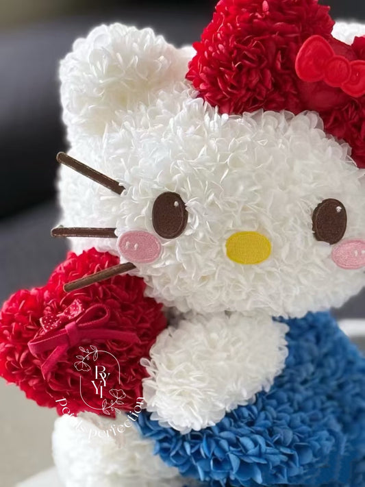 Kitty Holding Heart ❤️ Preserved Flowers Box 🇸🇬 SG In Stock