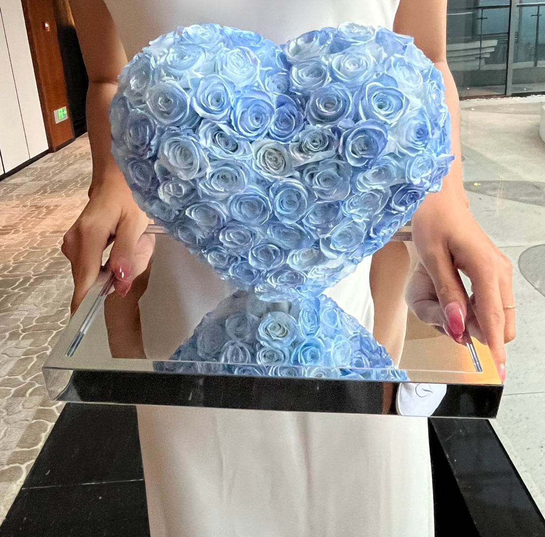 Ice blue 🩵3D Love Heart Shaped Preserved Roses Box 🇸🇬 SG In Stock