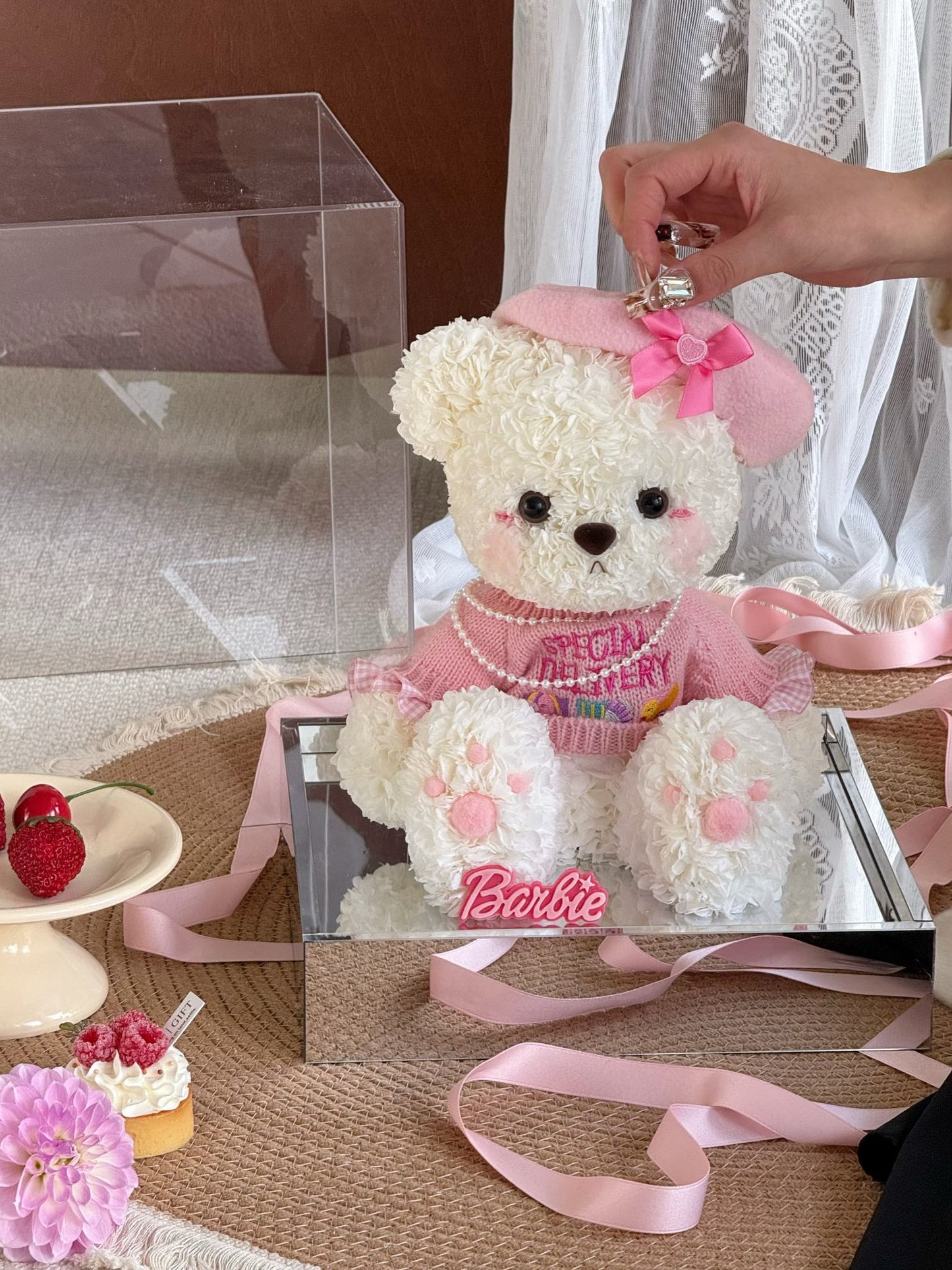 Teddy Bear 🧸 Preserved Flowers Box 🎀 SG In Stock 🇸🇬