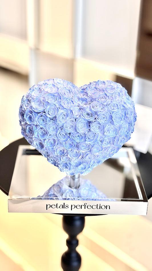 Ice blue 🩵3D Love Heart Shaped Preserved Roses Box 🇸🇬 SG In Stock