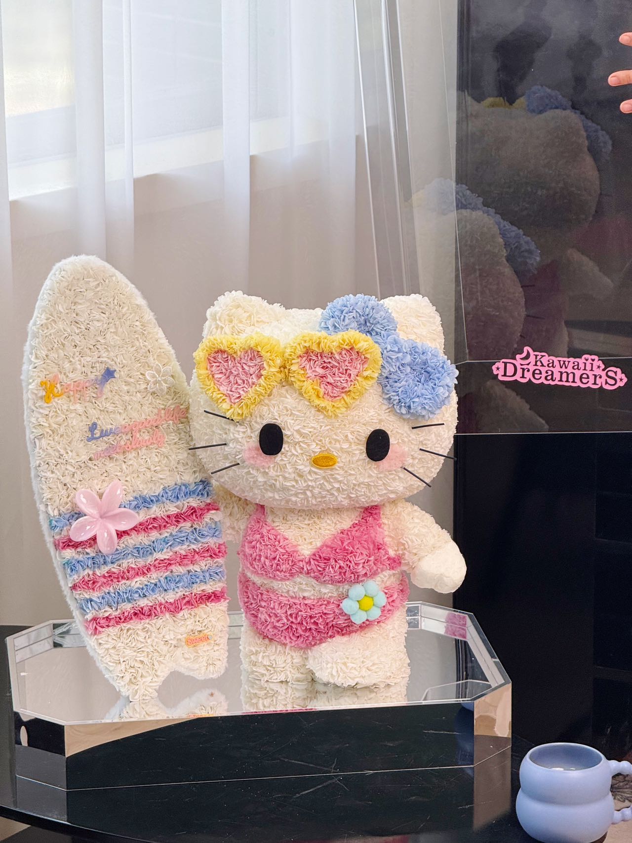 Surf Board Bikini Kitty Preserved Flowers Box
