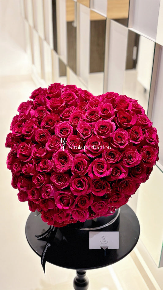 Kenya Fresh Roses Crush  3D Love Heart Shaped 99stk