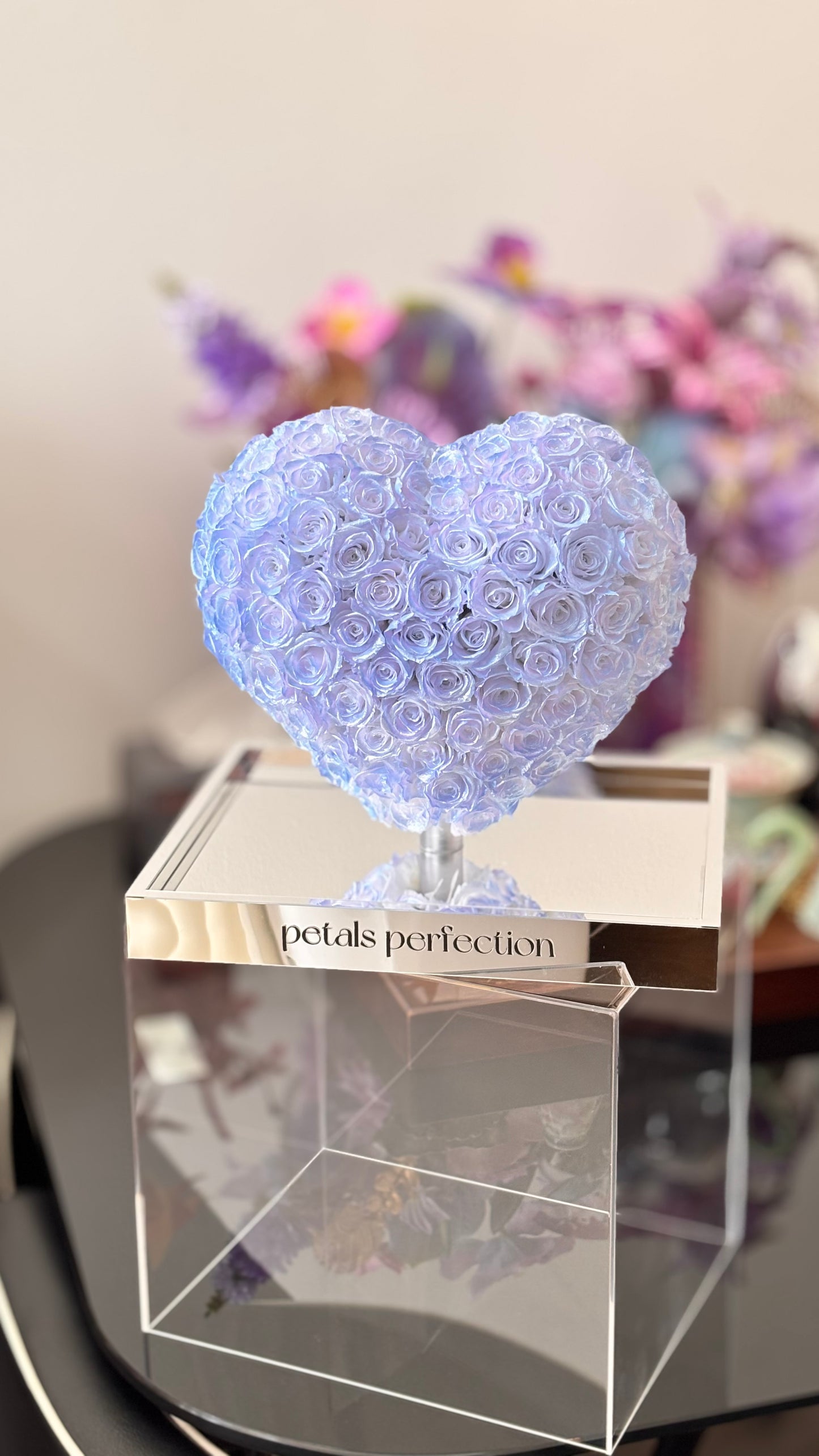 Ice blue 🩵3D Love Heart Shaped Preserved Roses Box 🇸🇬 SG In Stock