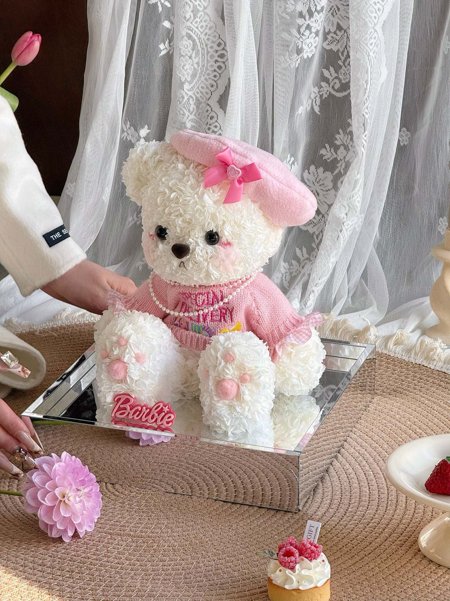 Teddy Bear 🧸 Preserved Flowers Box 🎀 SG In Stock 🇸🇬