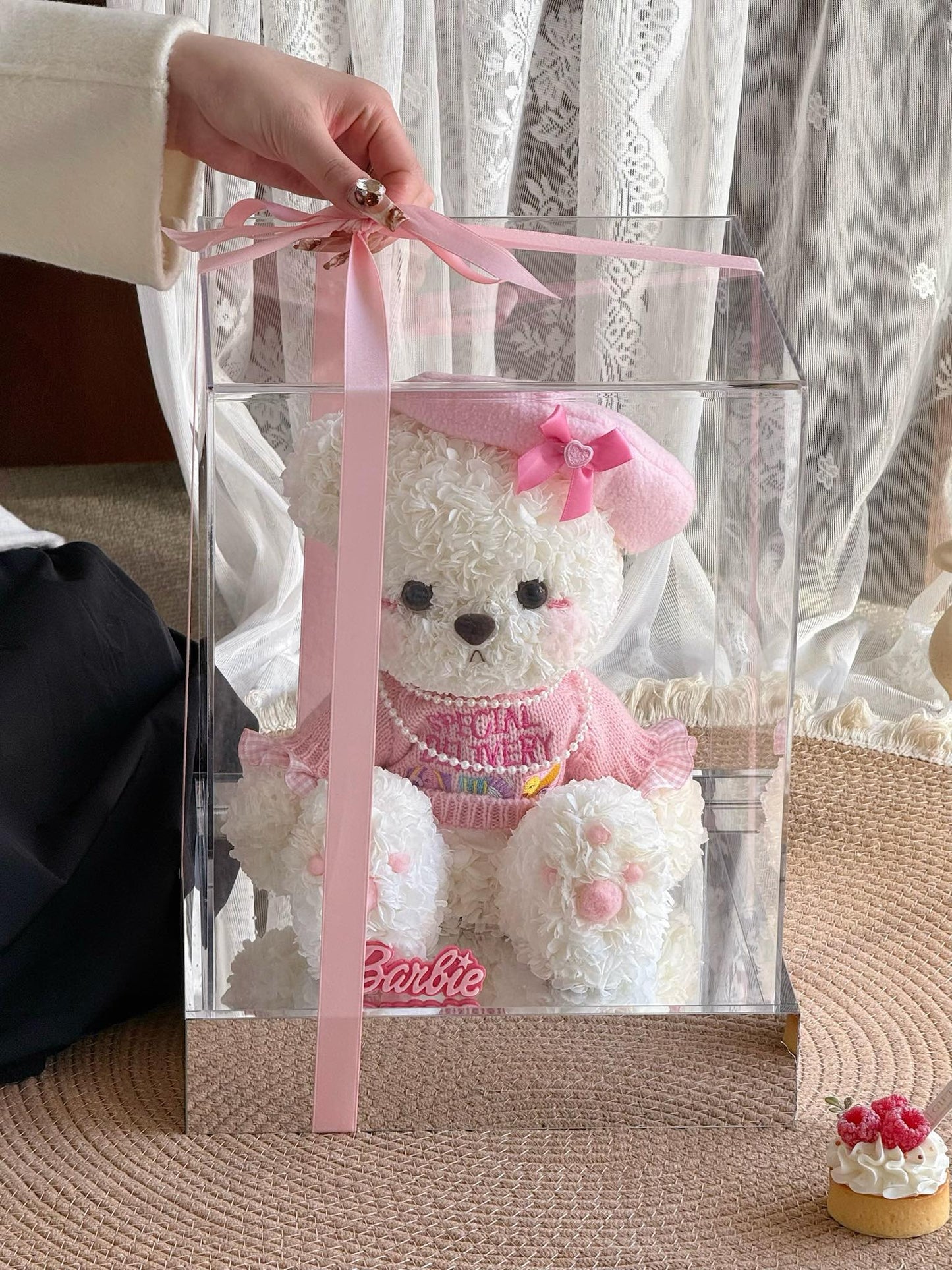 Teddy Bear 🧸 Preserved Flowers Box 🎀 SG In Stock 🇸🇬