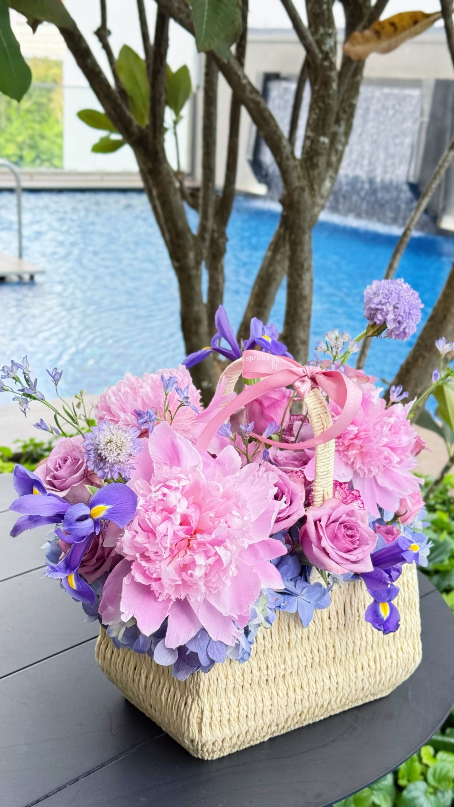 Peonies In Bloom 🌸 Flowers Basket Large Size