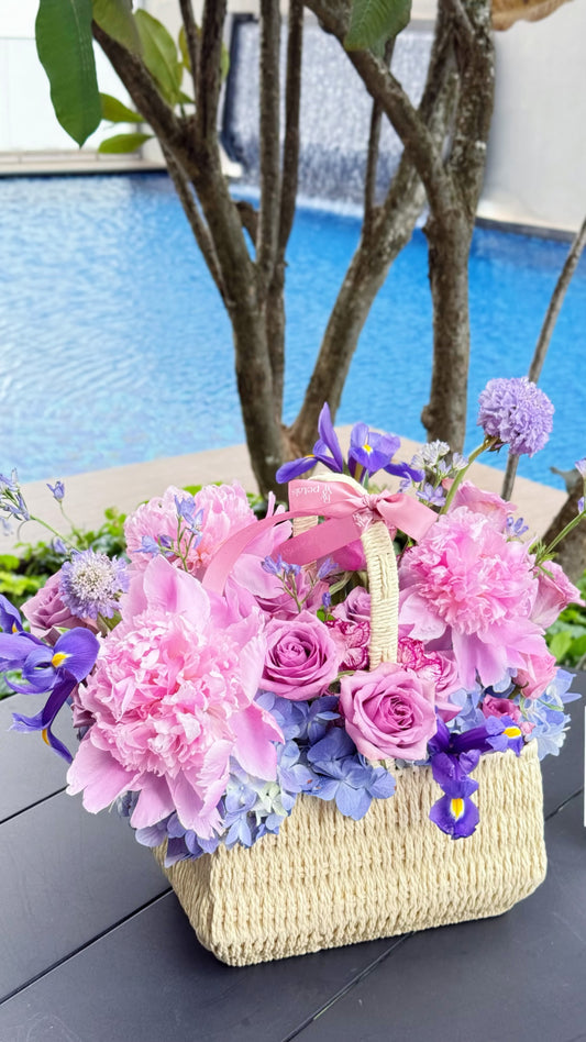 Peonies In Bloom 🌸 Flowers Basket Large Size