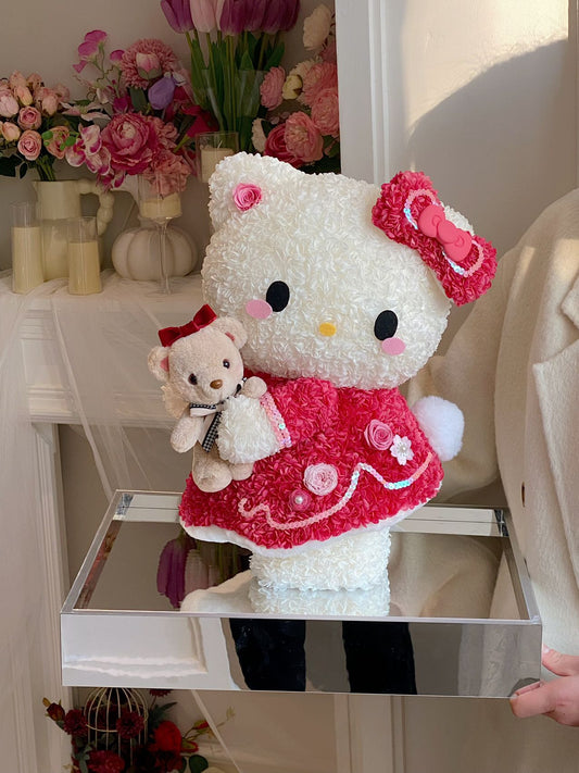 Hello Kitty & Her Teddy Bear 🧸 Preserved Flowers Box 🇸🇬 SG in Stock