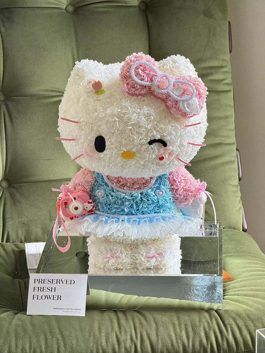 Standing Giant Kitty & Her Camera 🩷 Preserved Flowers Box 🇸🇬 SG In Stock