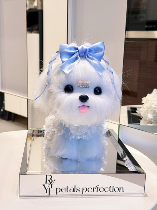 Puppy Love 🐶 Preserved Flowers Gift Box 🩵 SG In stock 🇸🇬