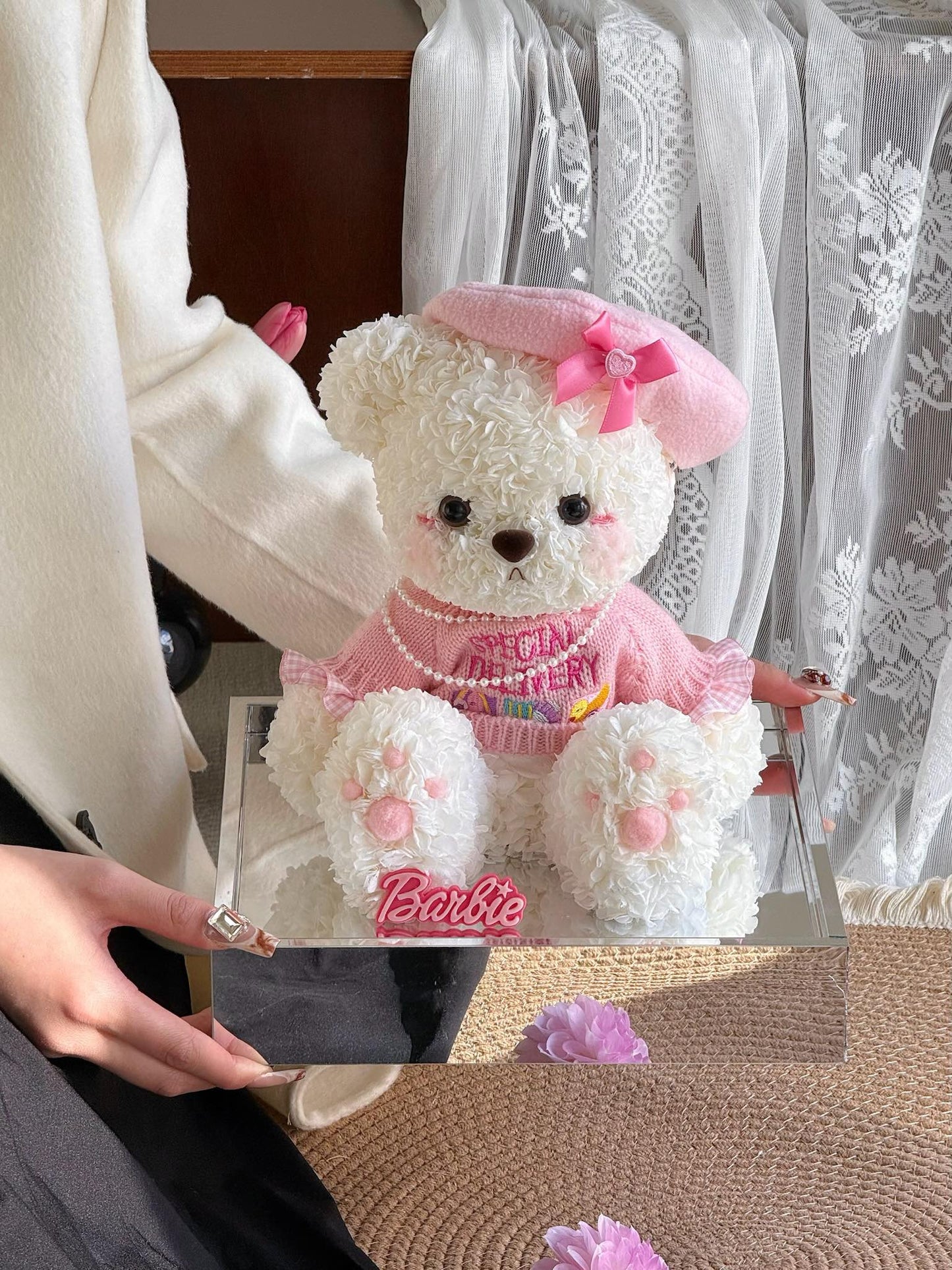 Teddy Bear 🧸 Preserved Flowers Box 🎀 SG In Stock 🇸🇬