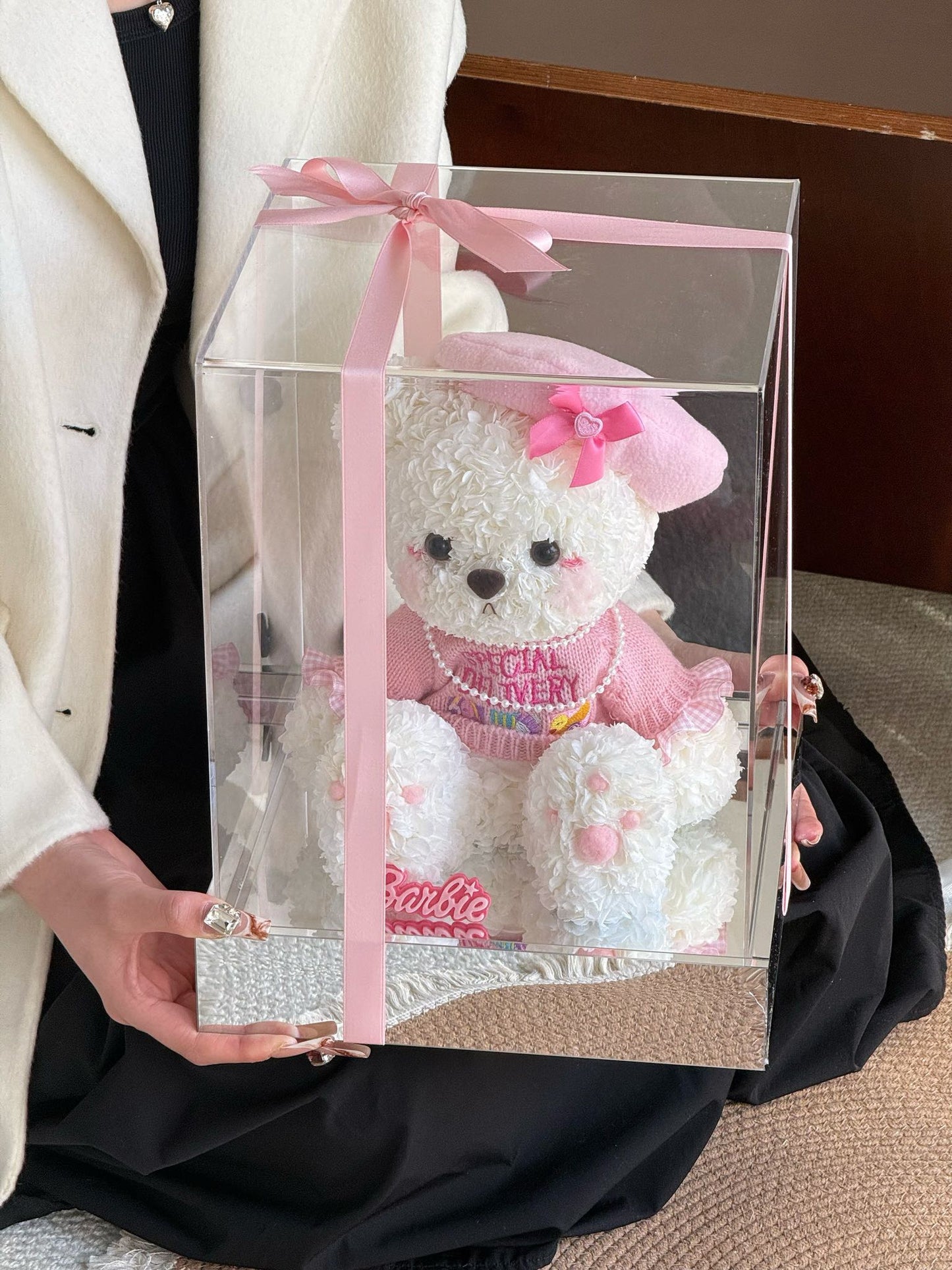 Teddy Bear 🧸 Preserved Flowers Box 🎀 SG In Stock 🇸🇬