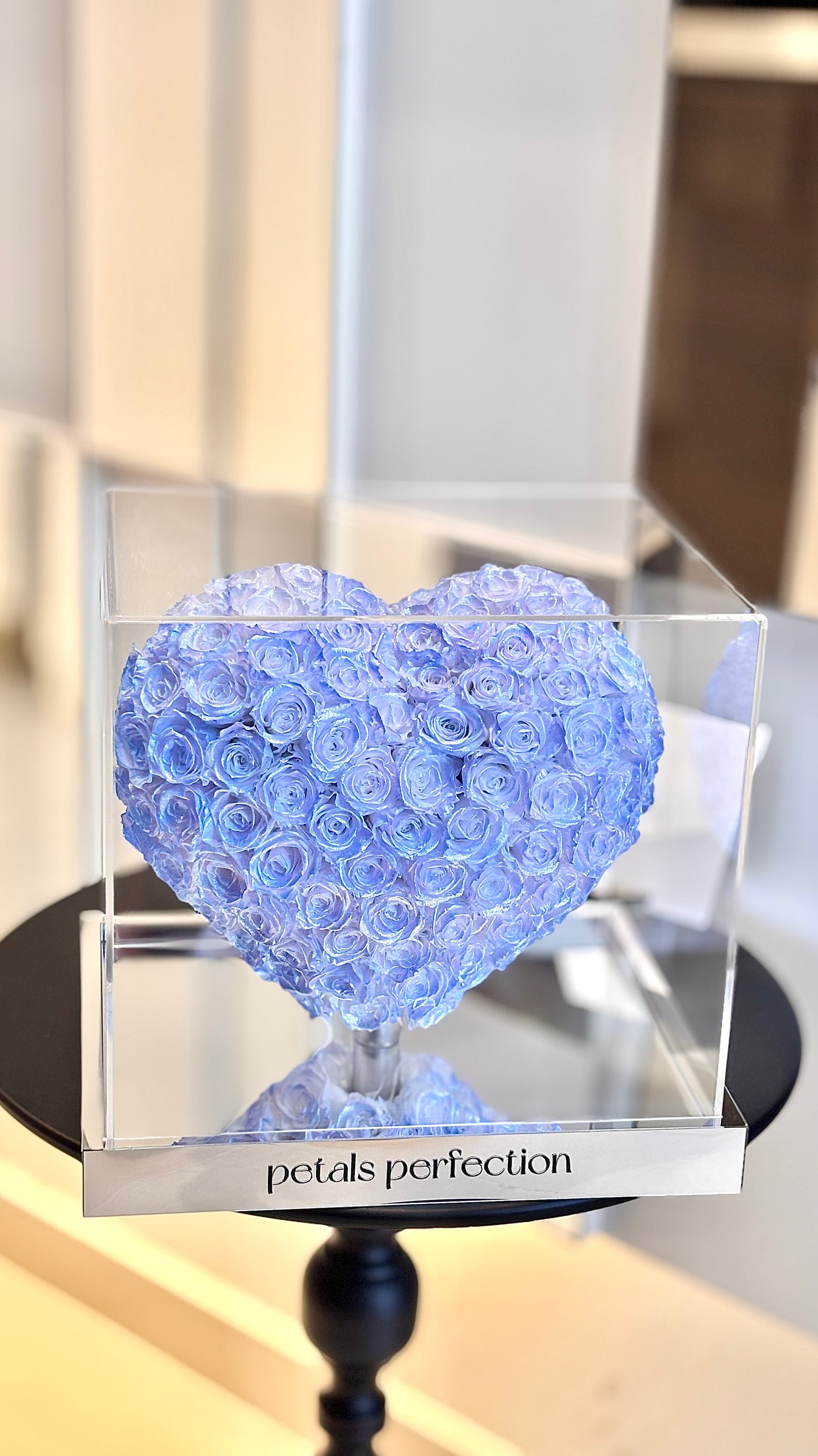 Ice blue 🩵3D Love Heart Shaped Preserved Roses Box 🇸🇬 SG In Stock