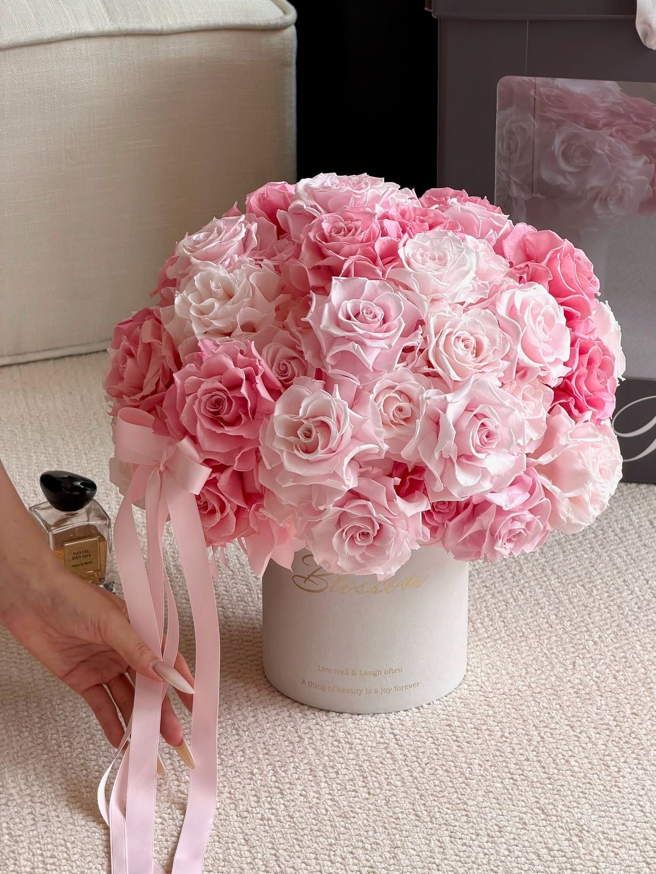 Pink Garden Preserved Flowers Box
