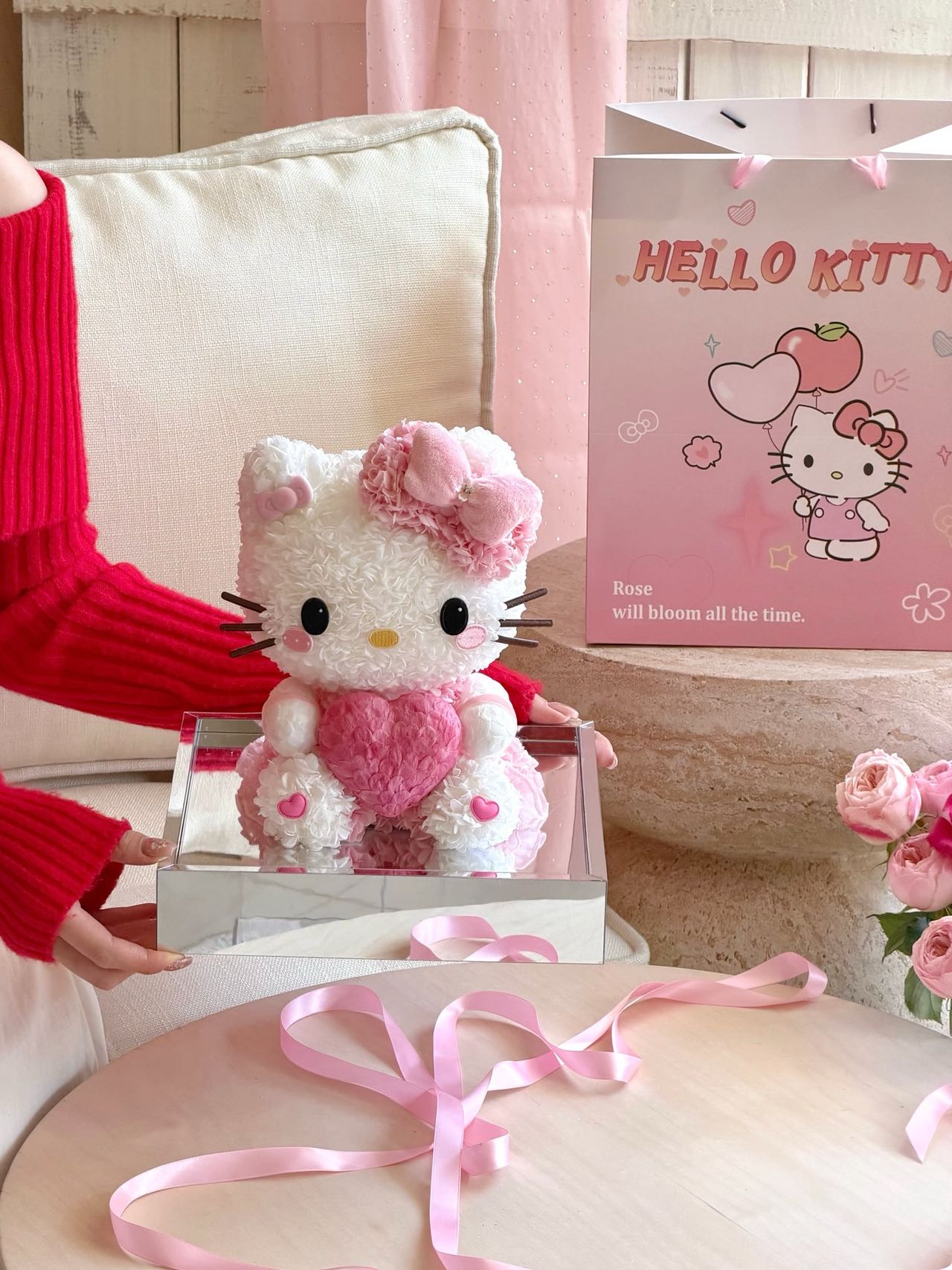 Kitty Love Heart Preserved Flowers Box 🩷