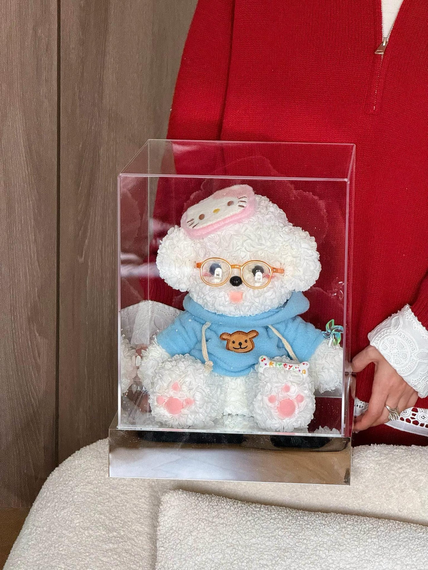 Puppy Love Bichon Dog Preserved Flowers Box 🩵 SG In Stock 🇸🇬
