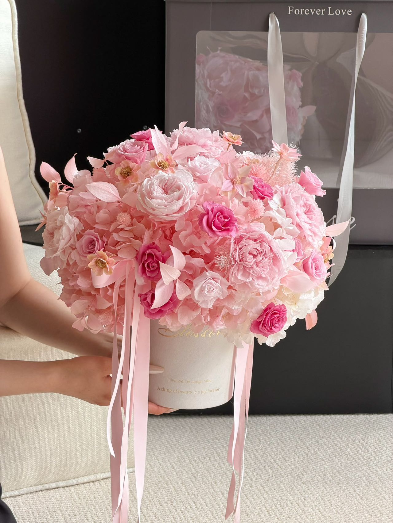 Pink Garden Preserved Flowers Box