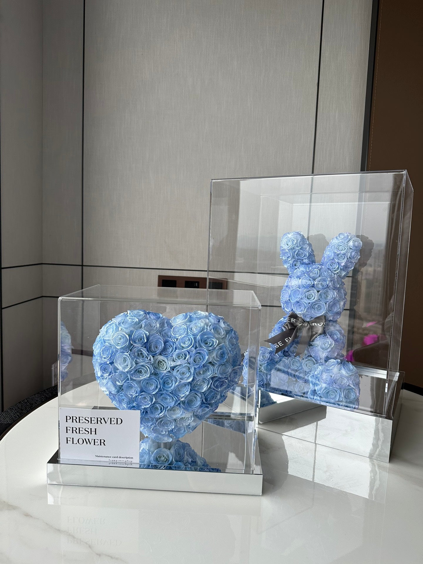 Ice blue 🩵3D Love Heart Shaped Preserved Roses Box 🇸🇬 SG In Stock