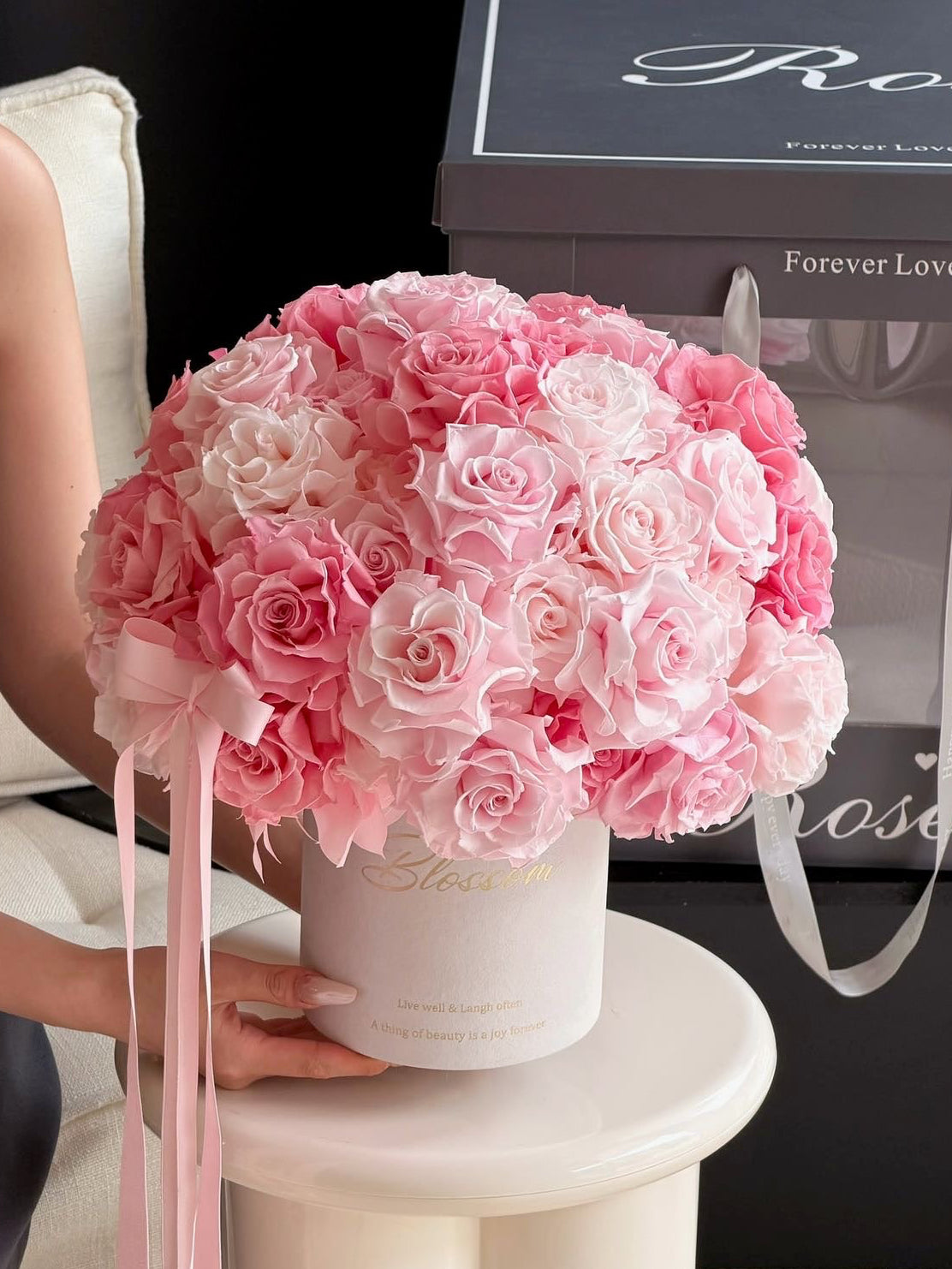 Pink Garden Preserved Flowers Box
