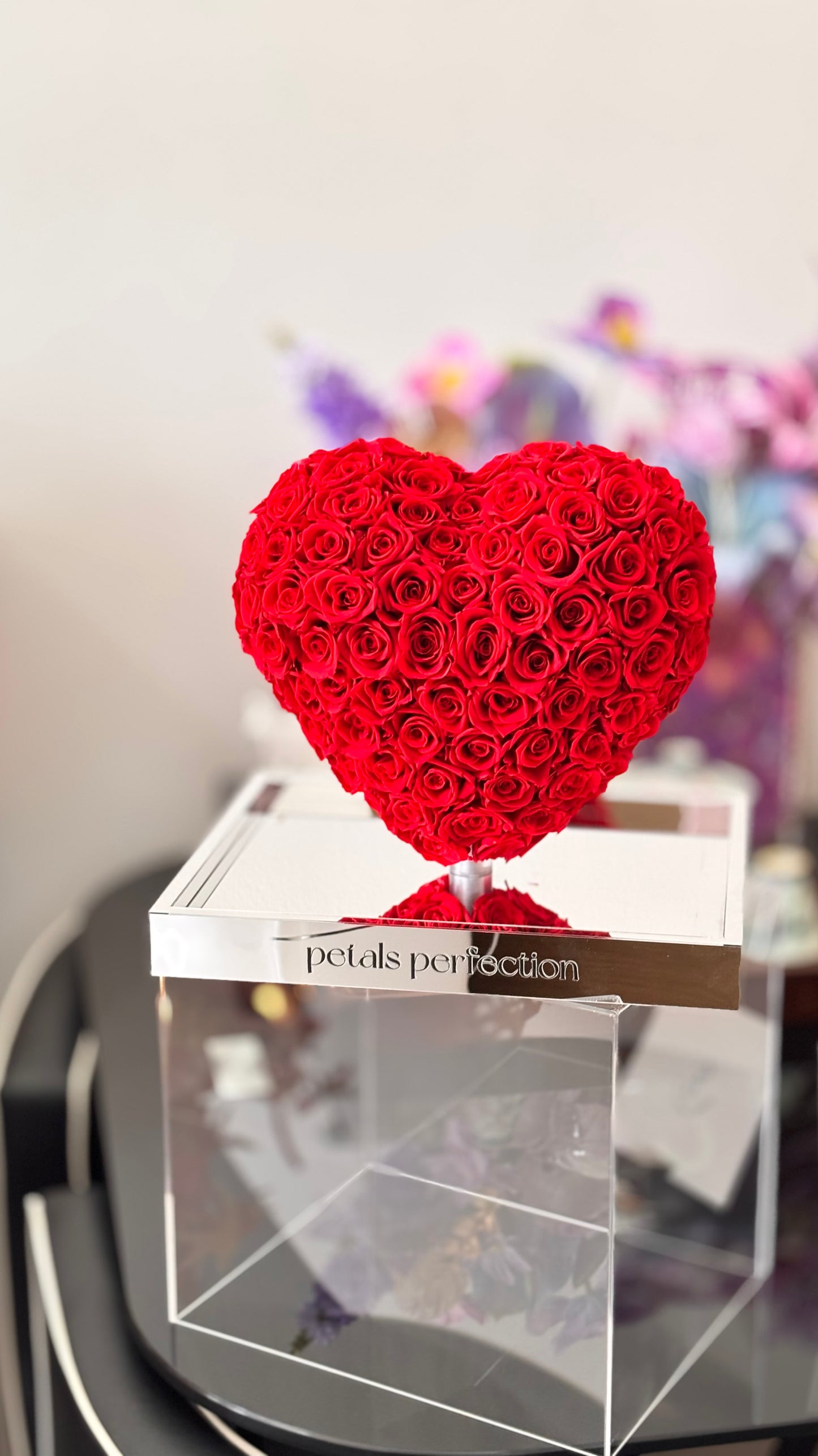 Red ❤️3D Love Heart Shaped Preserved Roses Box 🇸🇬 SG In Stock