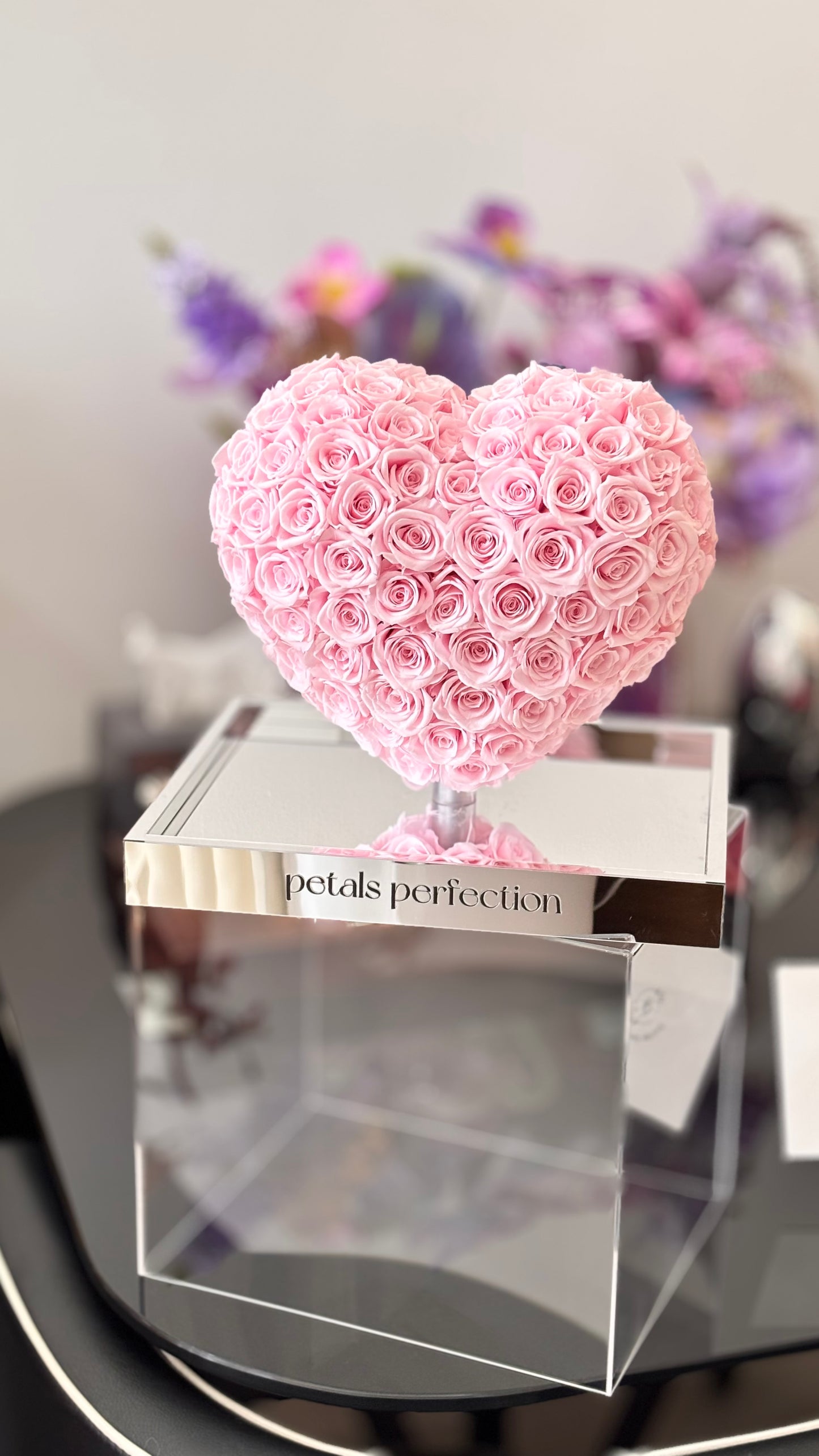 Sakura pink 🌸3D Love Heart Shaped Preserved Roses Box 🇸🇬 SG In Stock