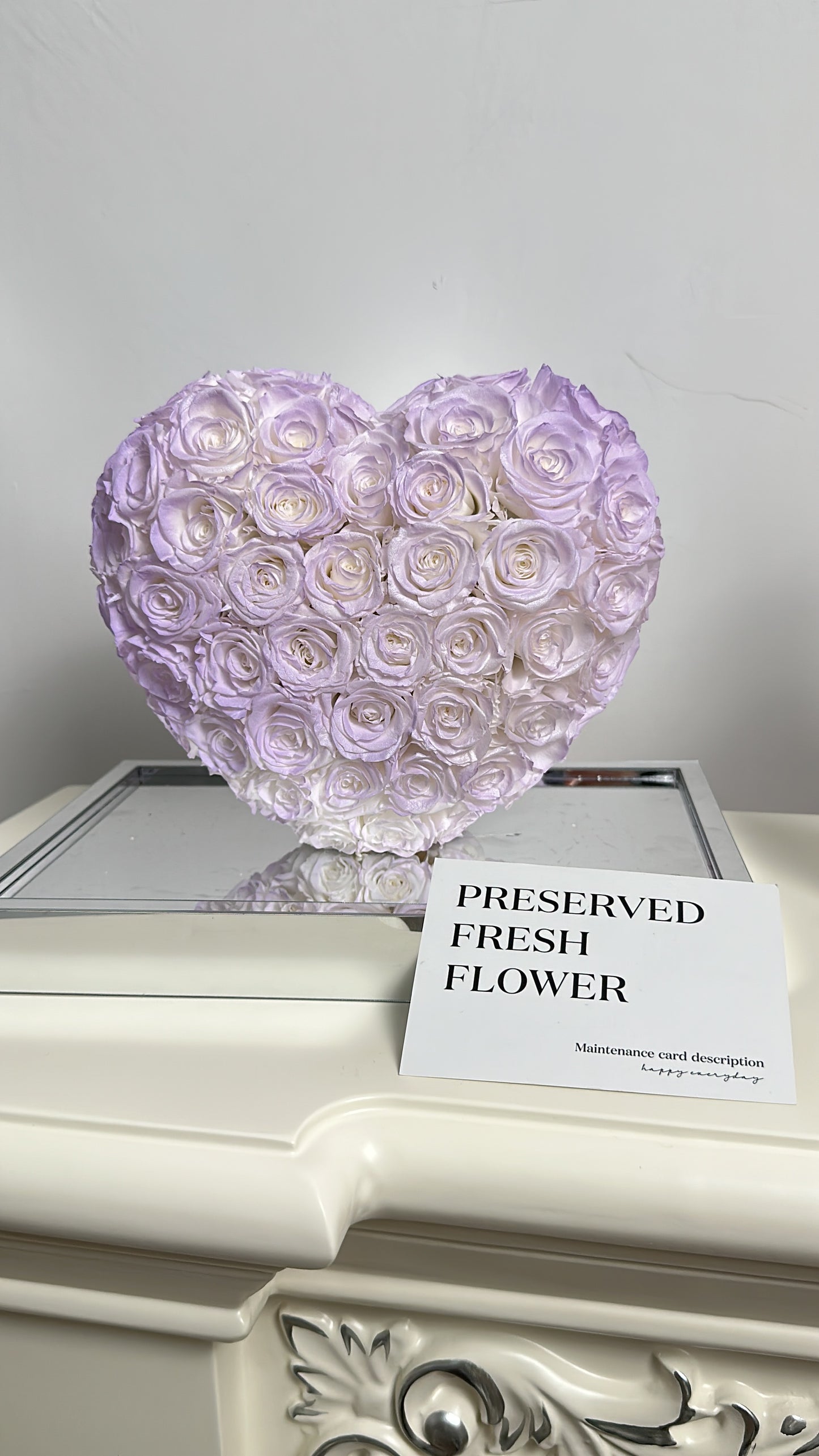 Mermaid Purple 💜 3D Love Heart Shaped Preserved Roses Box 🇸🇬 SG In Stock