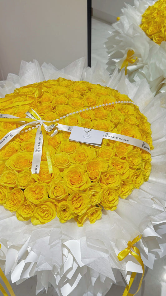 Premium Fresh Roses Bouquet 99 stk Yellow Roses