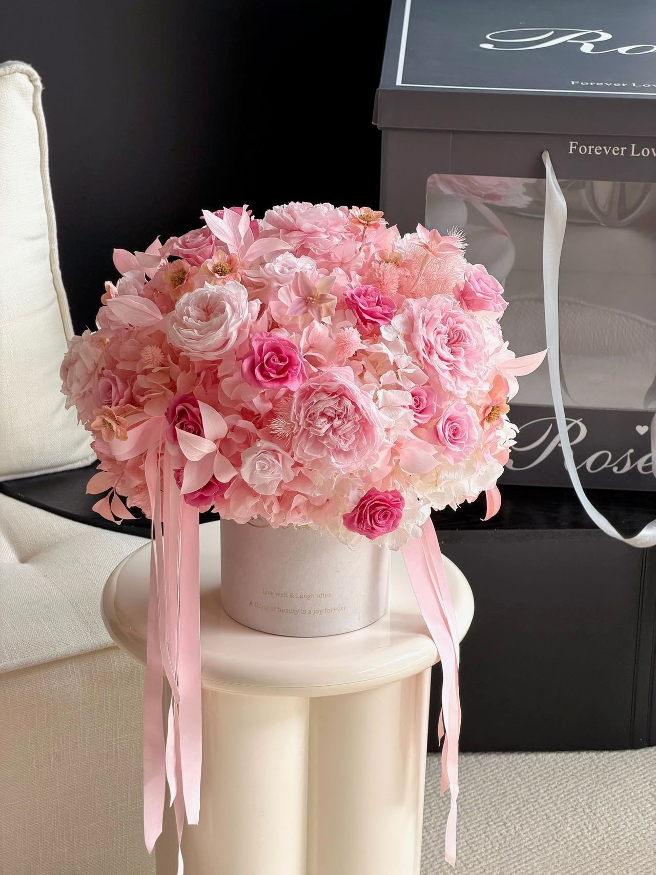 Pink Garden Preserved Flowers Box