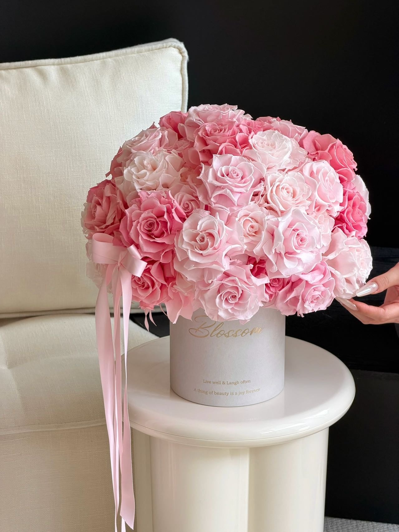Pink Garden Preserved Flowers Box