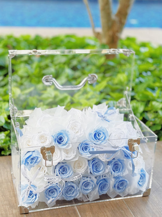 Ice Blue Preserved Roses Garden Small Size 🩵