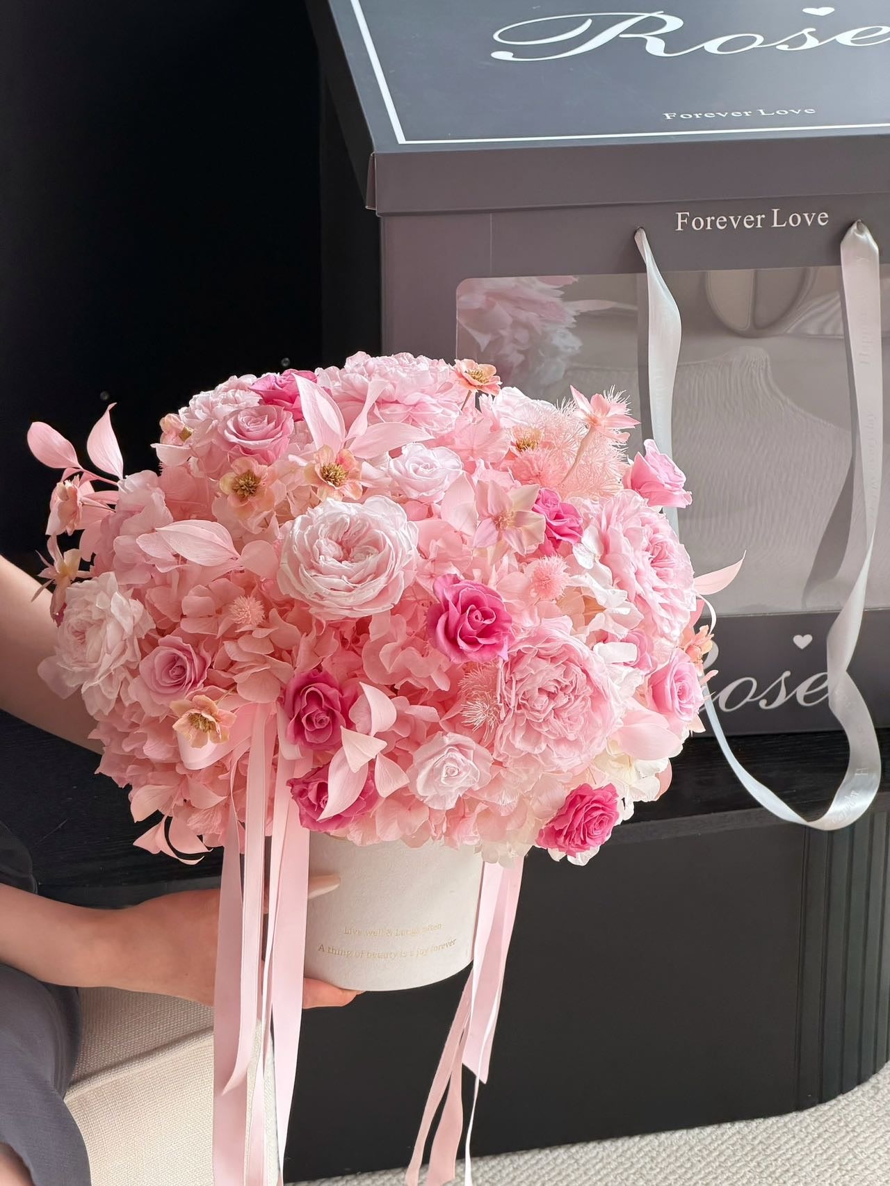 Pink Garden Preserved Flowers Box