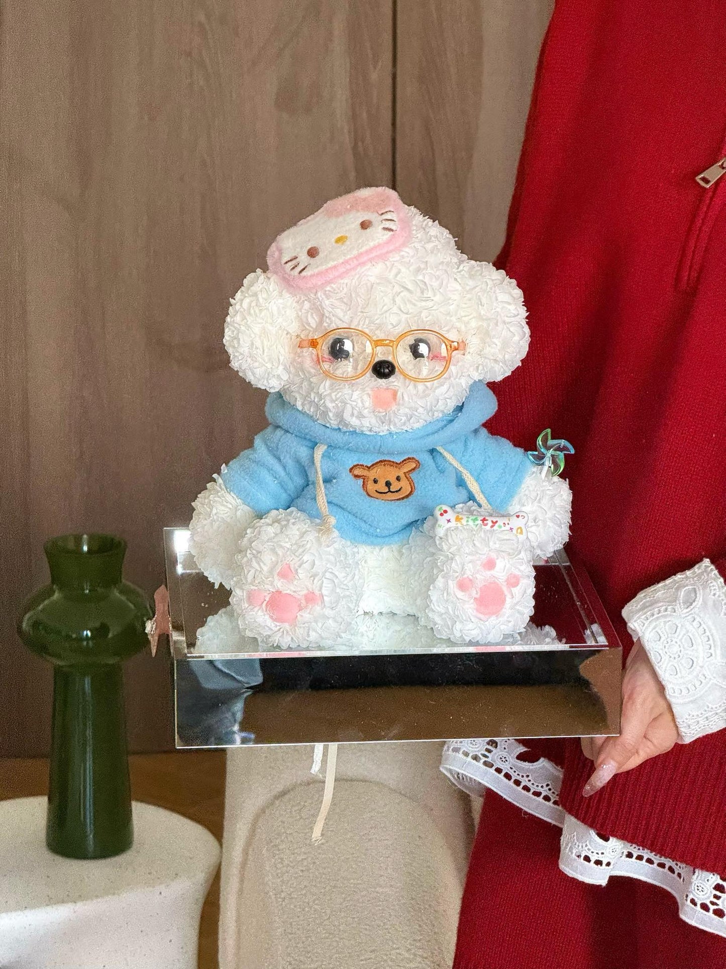 Puppy Love Bichon Dog Preserved Flowers Box 🩵 SG In Stock 🇸🇬