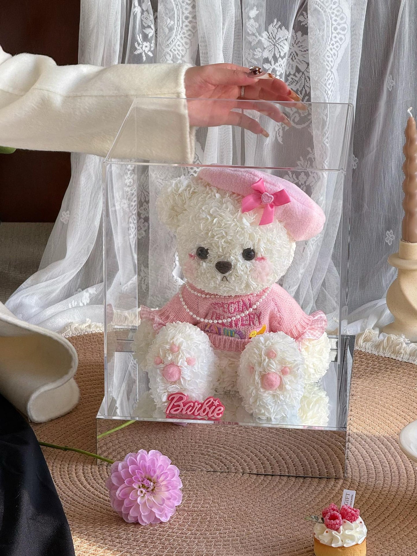 Teddy Bear 🧸 Preserved Flowers Box 🎀 SG In Stock 🇸🇬