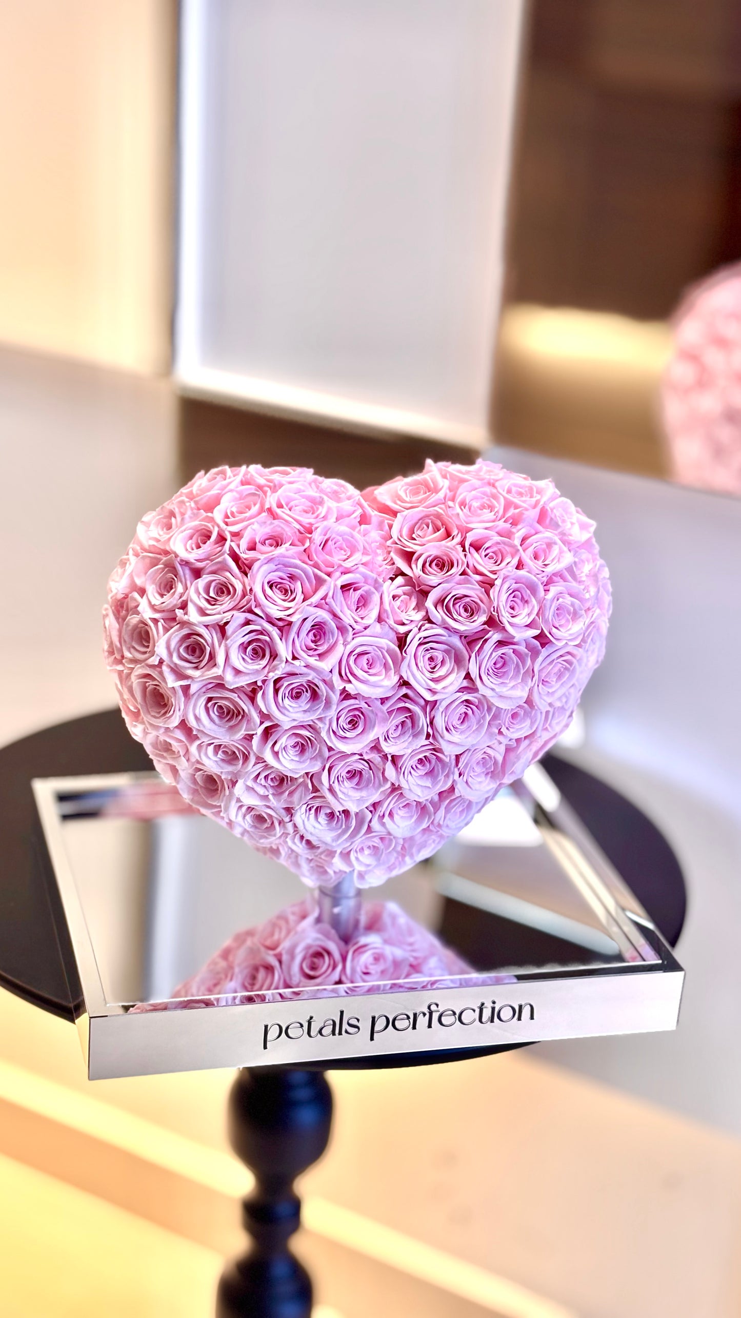 Sakura pink 🌸3D Love Heart Shaped Preserved Roses Box 🇸🇬 SG In Stock