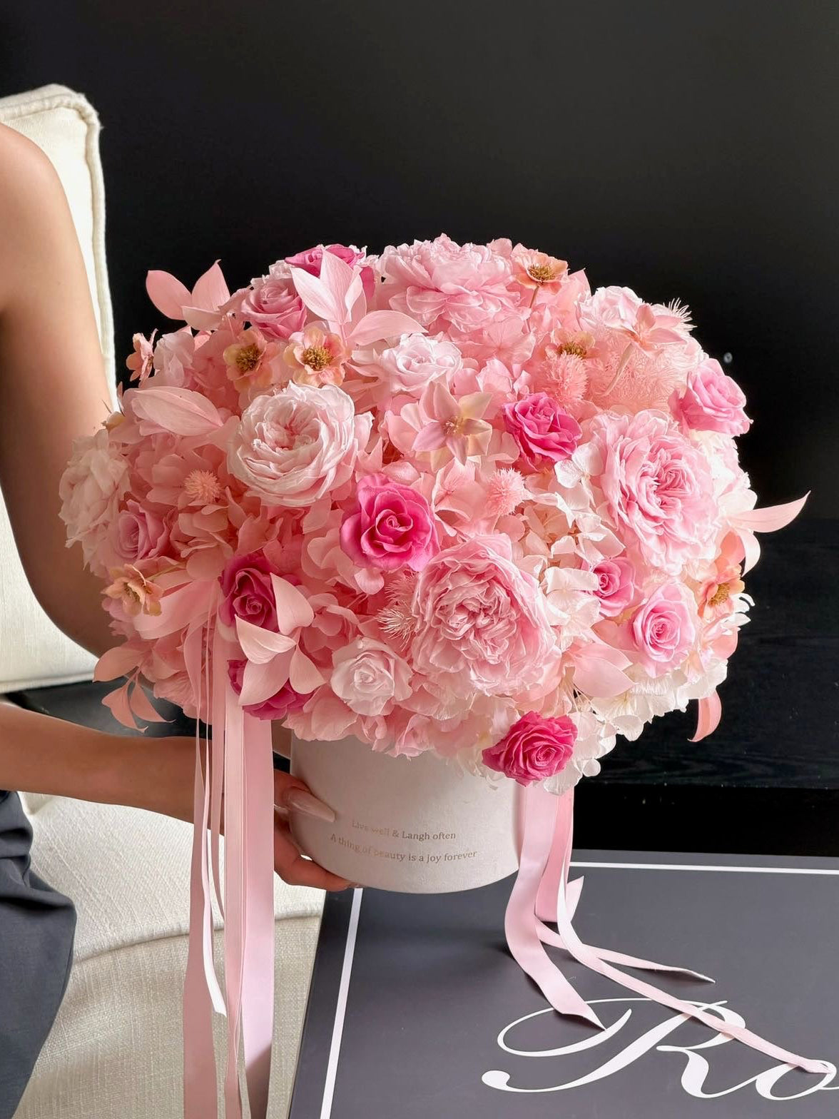 Pink Garden Preserved Flowers Box