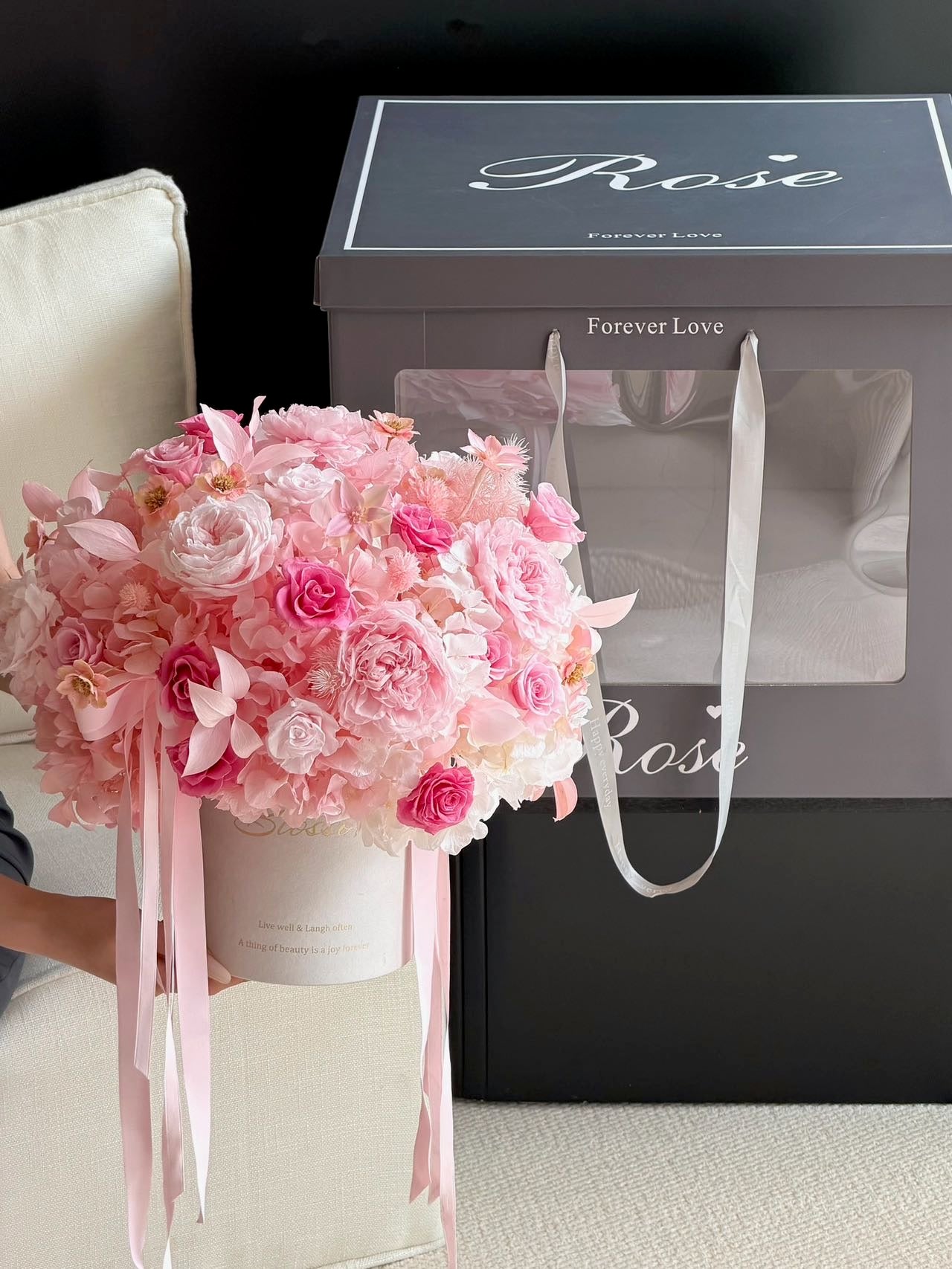 Pink Garden Preserved Flowers Box