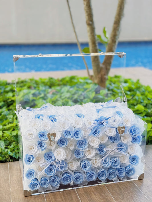 Ice Blue Preserved Roses Garden Large Size 🩵