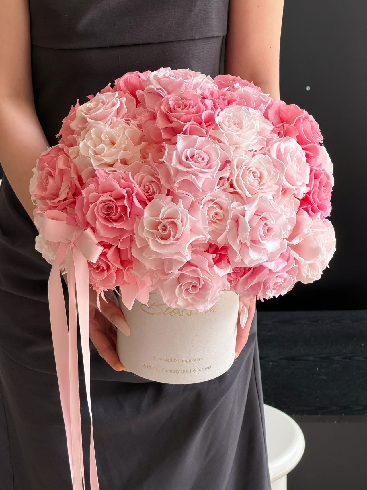 Pink Garden Preserved Flowers Box
