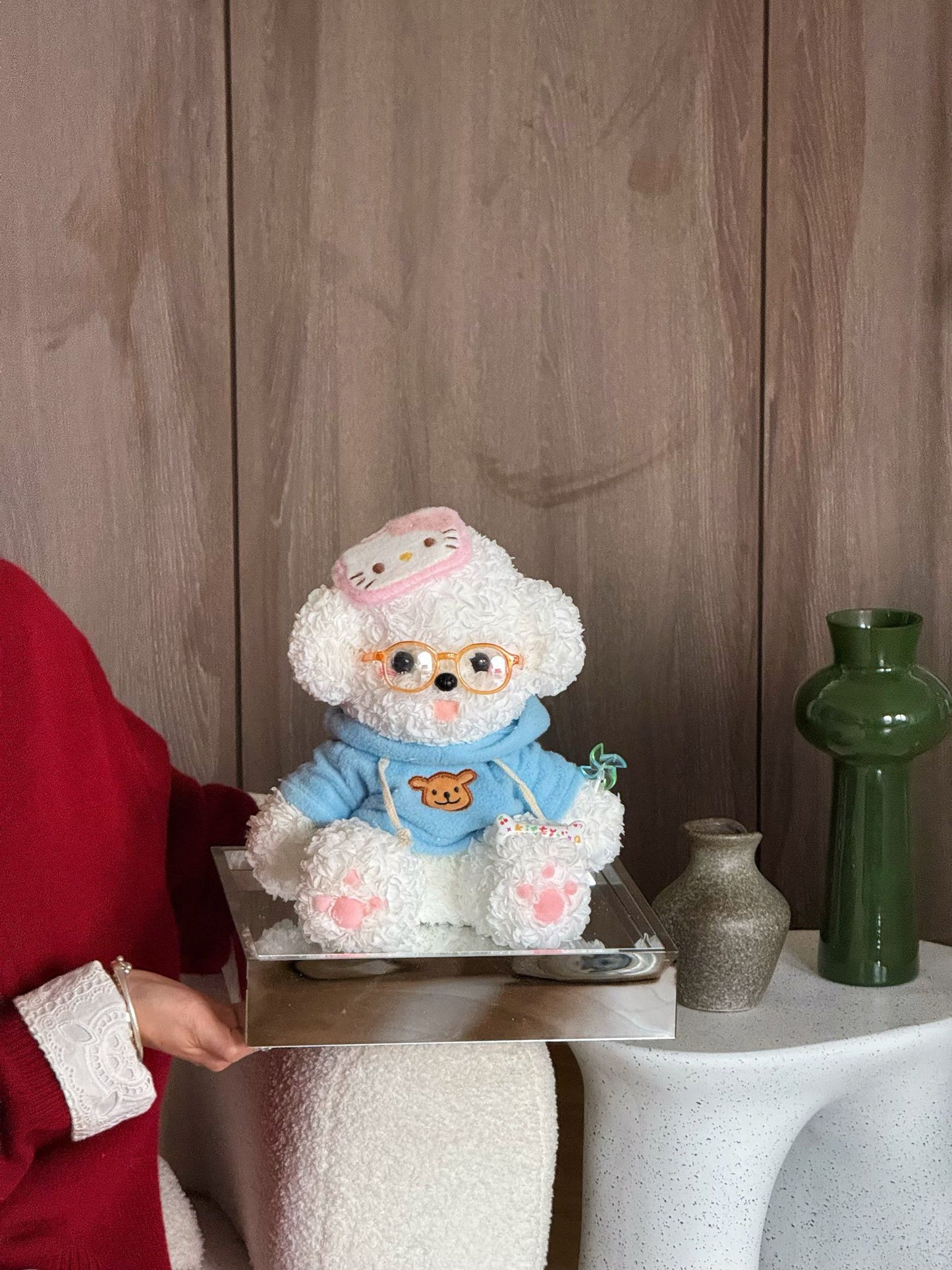 Puppy Love Bichon Dog Preserved Flowers Box 🩵 SG In Stock 🇸🇬