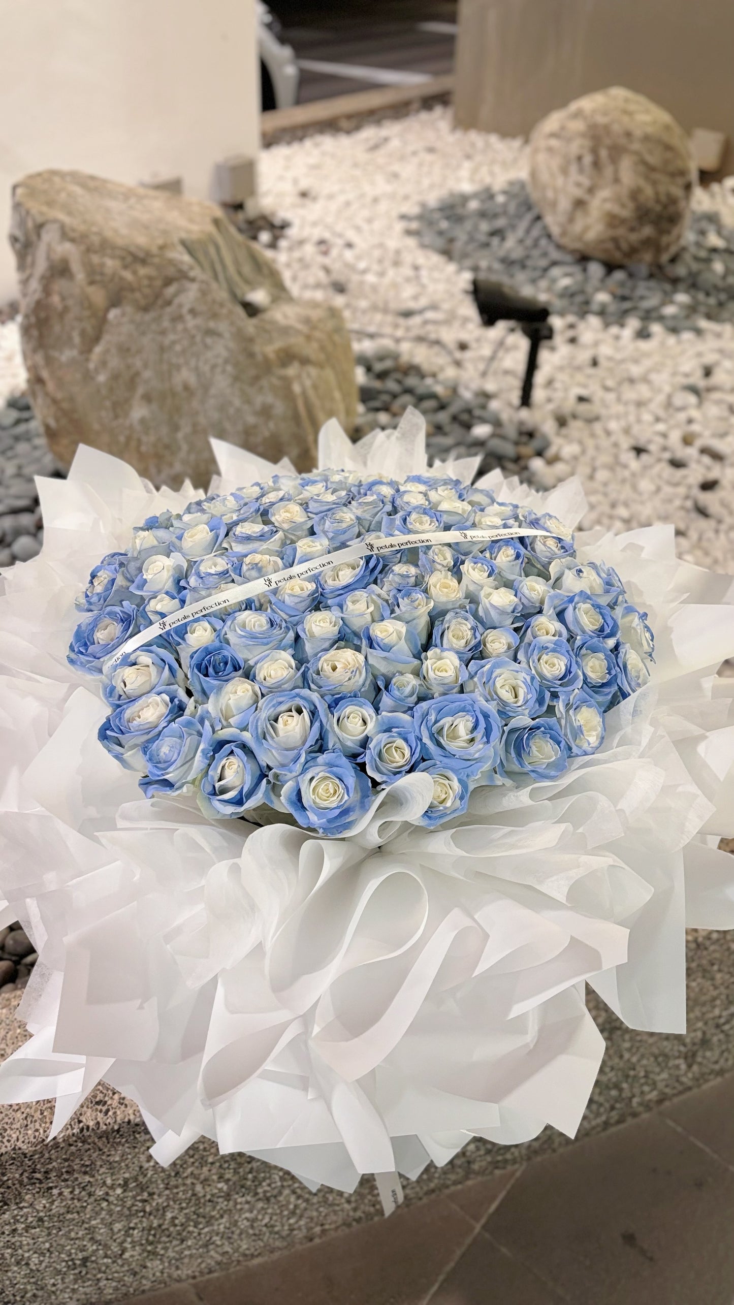 Kenya Premium Fresh Roses Bouquet 🩵 Airbrush Ice blue 💙 99stk