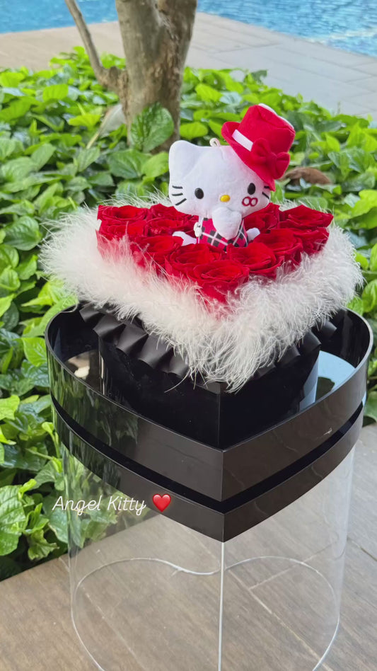 Angel Kitty 🪽 Heart Shape Preserved Roses Box 🇸🇬 SG In Stock