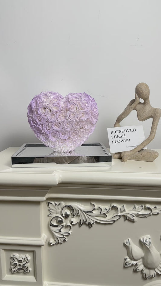Mermaid Purple 💜 3D Love Heart Shaped Preserved Roses Box 🇸🇬 SG In Stock