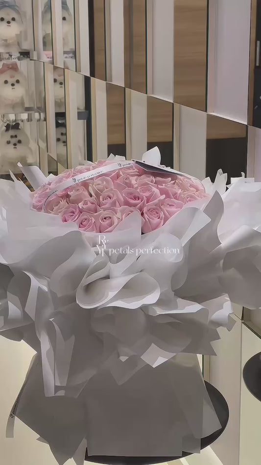 Premium Pink Roses Bouquet 60stk